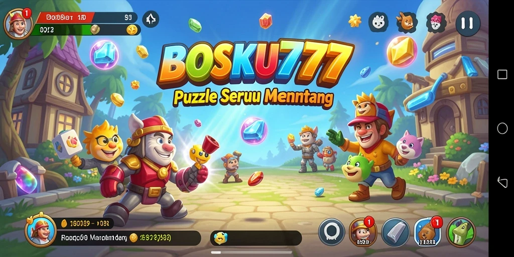 Screenshot gameplay BOSKU777 menampilkan teka-teki yang menarik dan penuh warna.