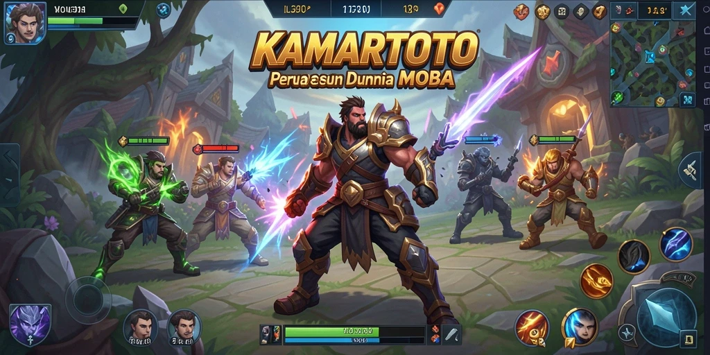 Tampilan pertarungan seru dalam KAMARTOTO dengan strategi MOBA.