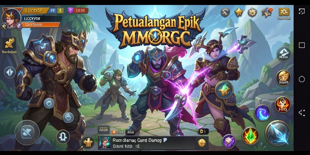 Tangkapan layar gameplay epik LUCKYDF menampilkan pertarungan seru dengan monster besar.