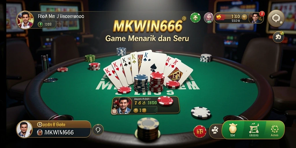 Tampilan gameplay seru di MKWIN666 dengan suasana poker yang mendebarkan.
