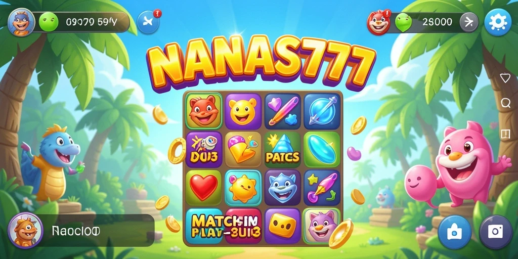Screenshot gameplay NANAS777 menampilkan keseruan mencocokkan buah.
